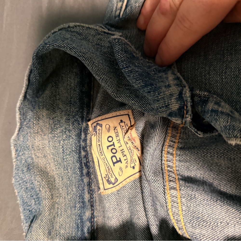 Ralph Lauren Blue Denim Jacket with Flag Patch - Picture 2 of 7